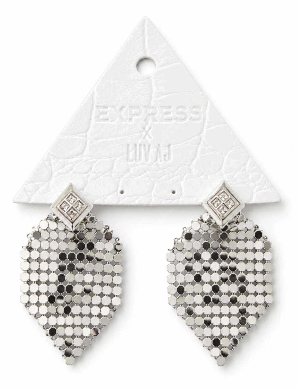NEW EXPRESS X LUV AJ SILVER CASCADING CHAINMAILLE DIAMOND EARRINGS